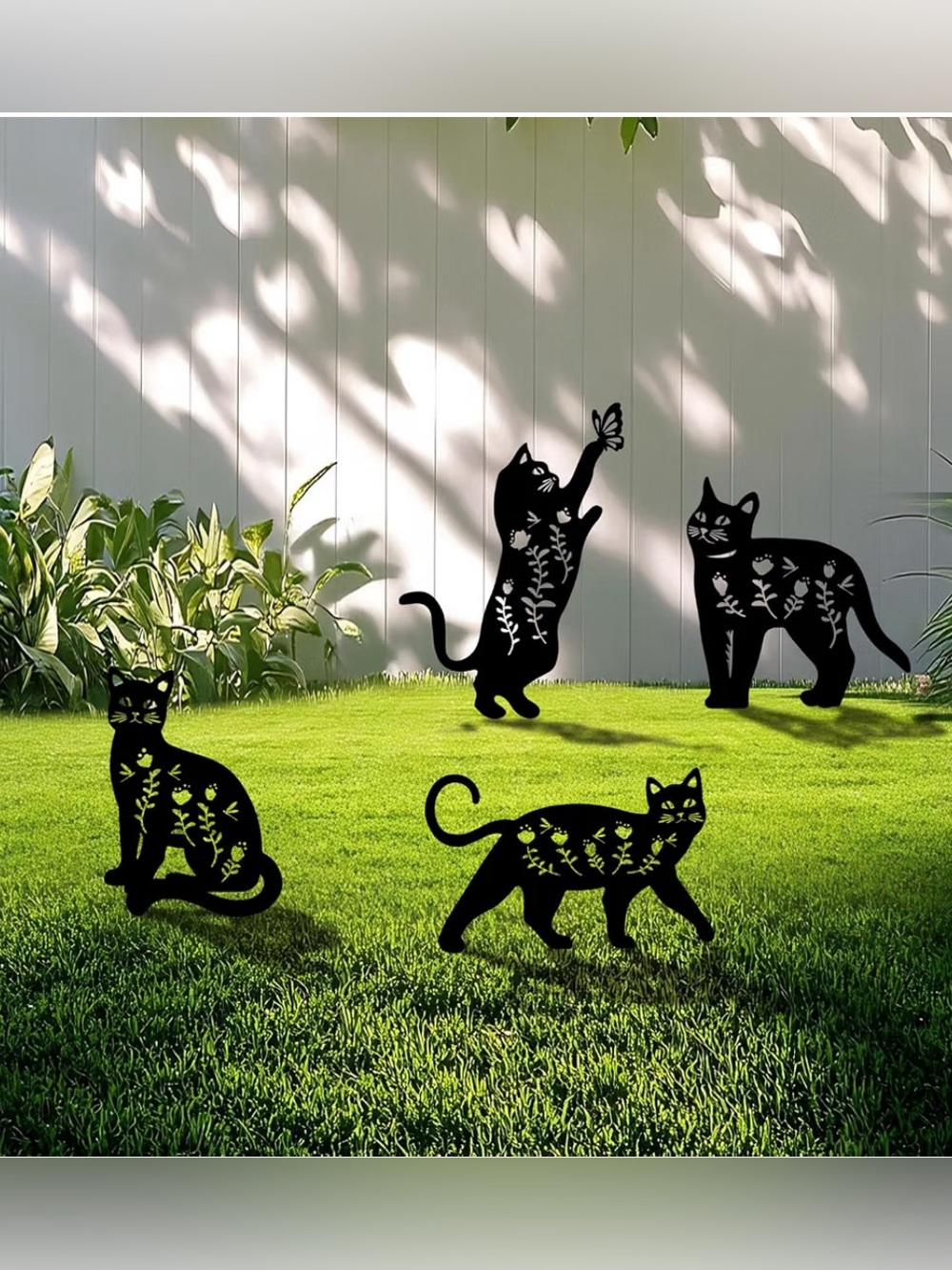 4 pack Cat Metal Decorative Yard Decor